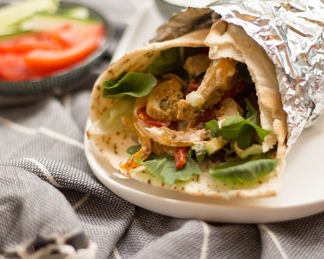 Healthy, delicious, home-made chicken shawarma recipe. Serve this Middle-Eastern dish in a wrap with caramelised onions & capsicum, lettuce, tomato and dollops of tzatziki sauce