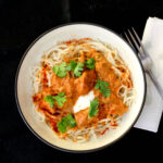 Chicken Paprika Stroganoff- boneless chicken with mushrooms in a rich & creamy paprika based sauce.