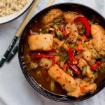 This Chinese style fish and vegetable stirfry is made with just 1 teaspoon of oil! Healthy and delicious it’s perfect for dinner and can also be meal prepped for lunch during the week.